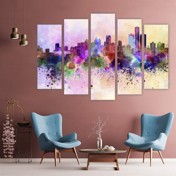 Detroit painted with watercolors