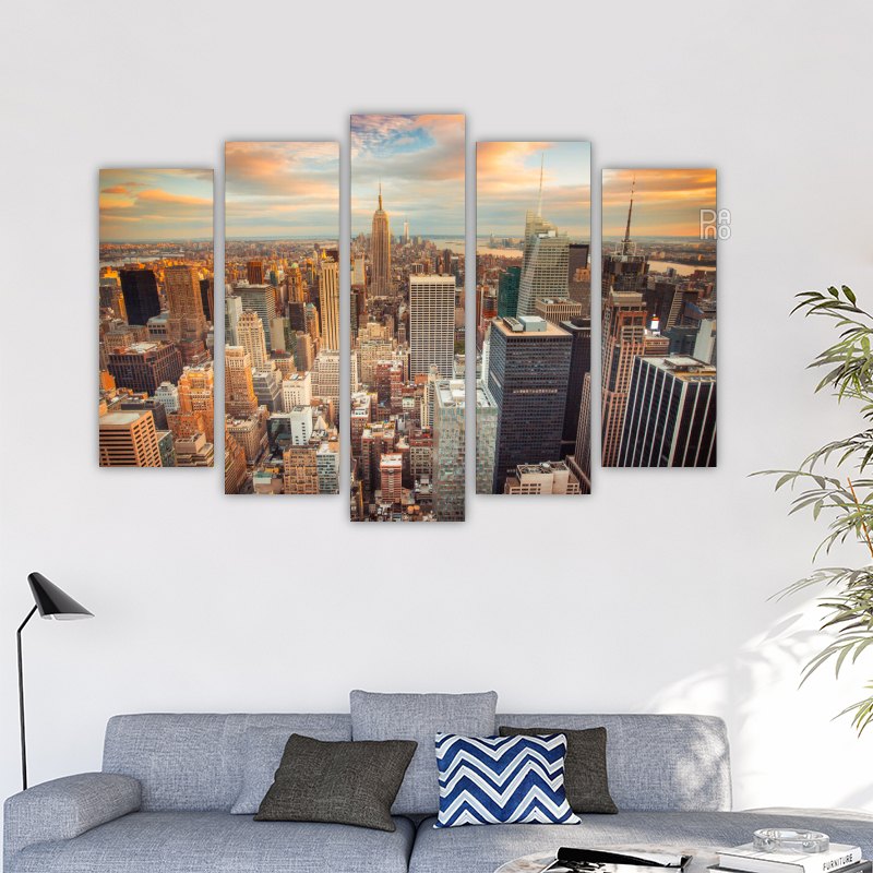 Panoramic view of New York at sunset