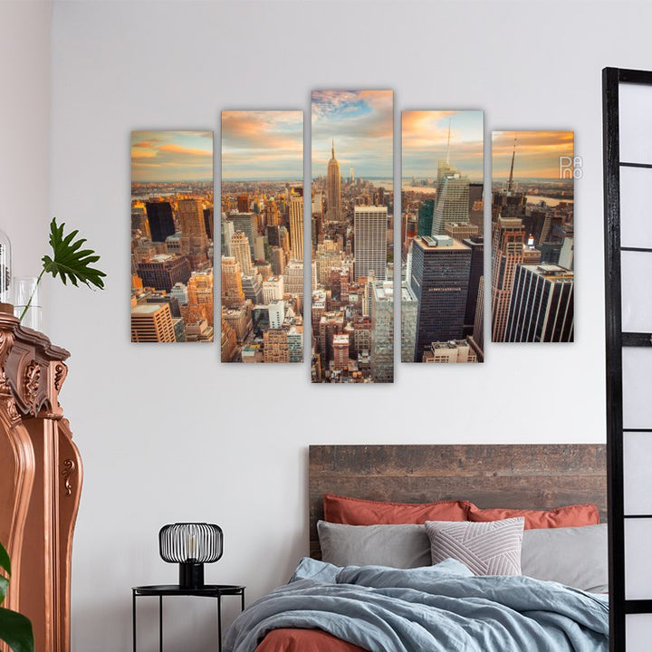 Panoramic view of New York at sunset