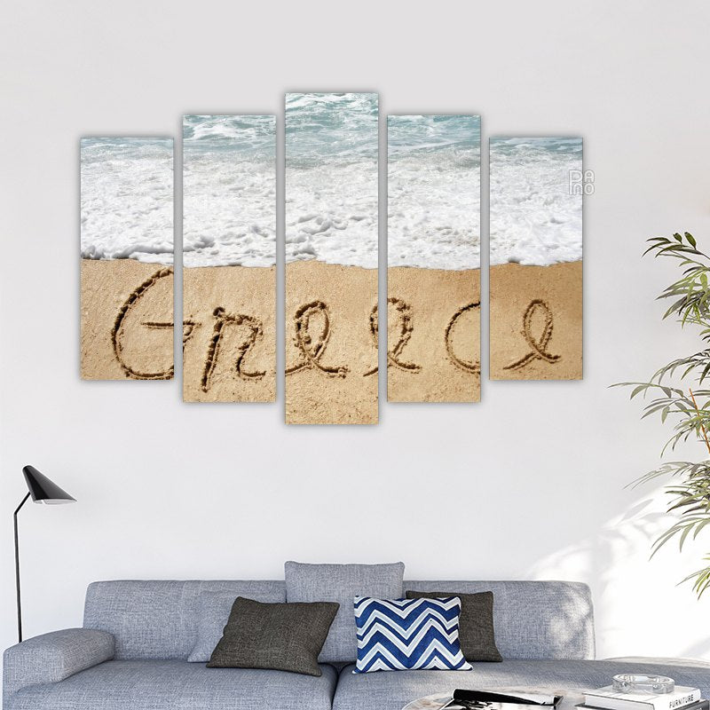 Greece inscription in sand