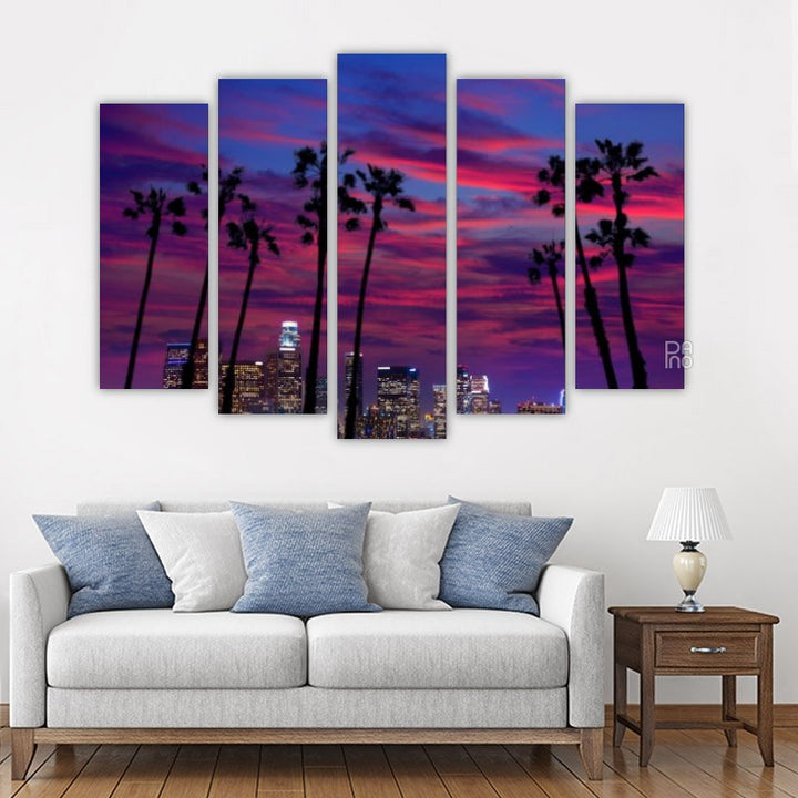 Los Angeles at night. Sunset in California