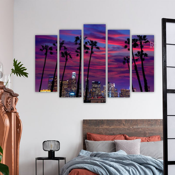 Los Angeles at night. Sunset in California