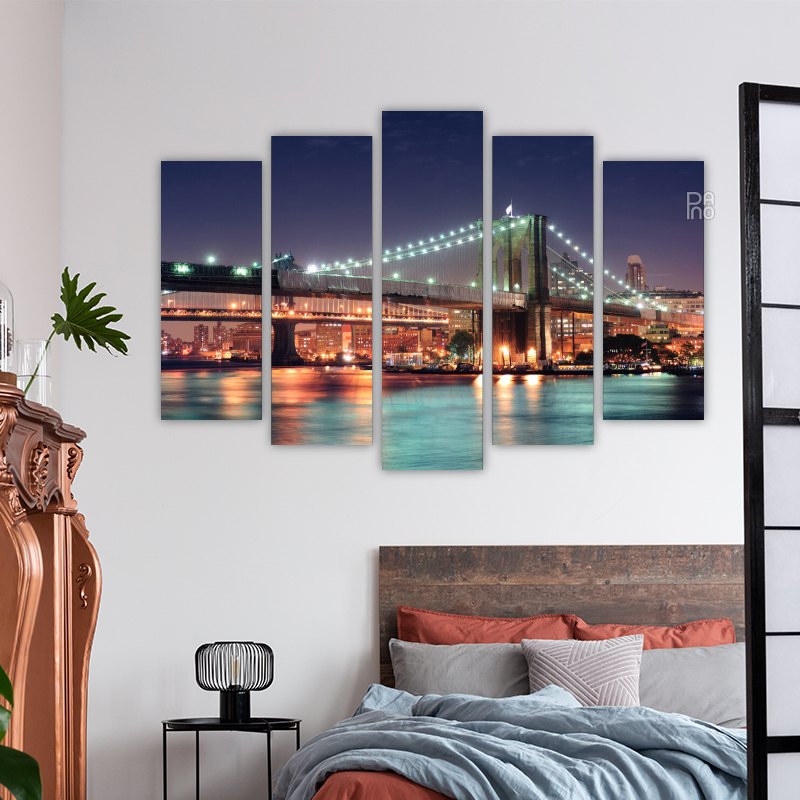 Brooklyn Bridge Nachtansicht mit Reflexion