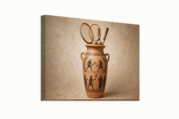 Tennis in einer griechischen Vase