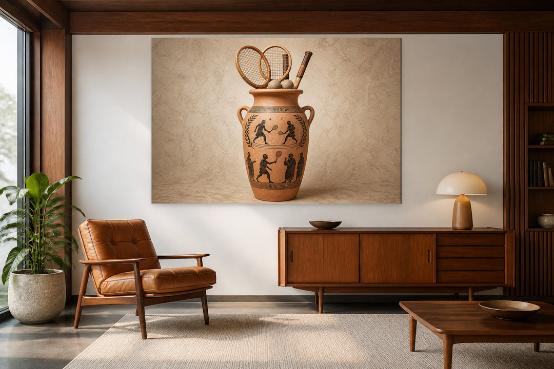 Tennis in einer griechischen Vase