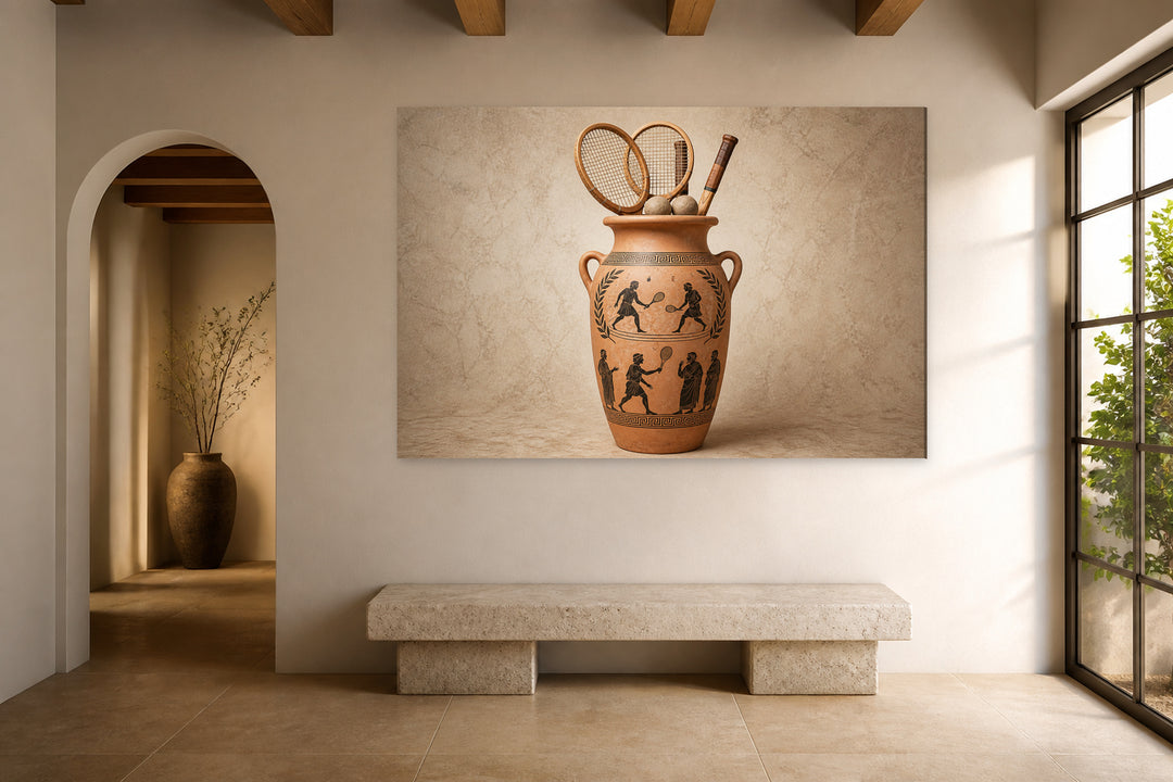 Tennis in einer griechischen Vase