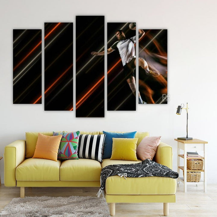 Handball Player and Neon Lines