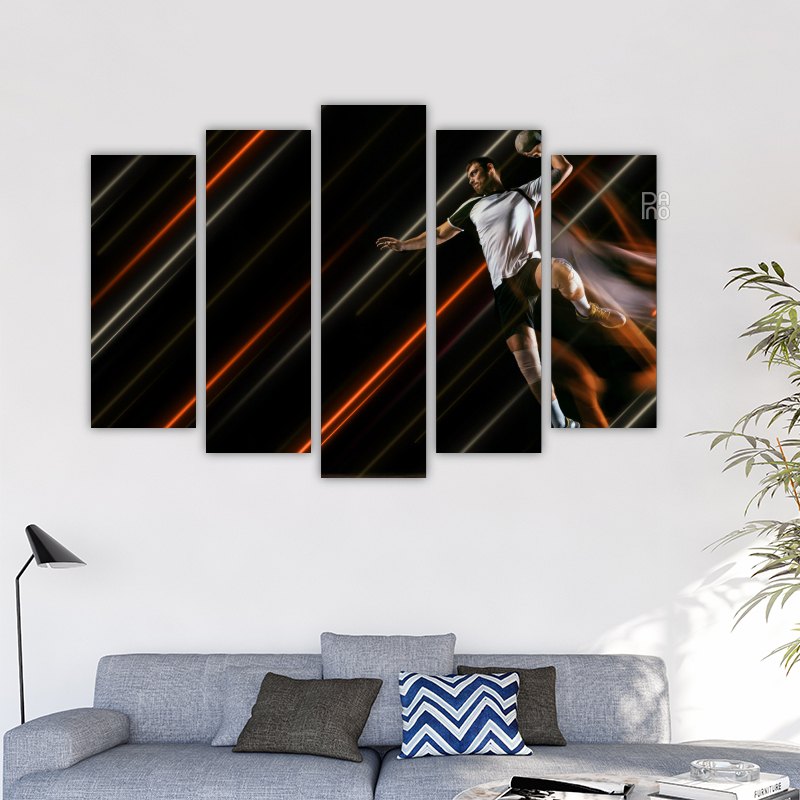 Handball Player and Neon Lines