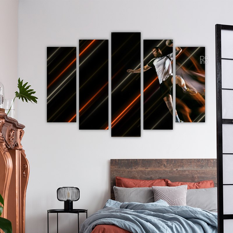 Handball Player and Neon Lines