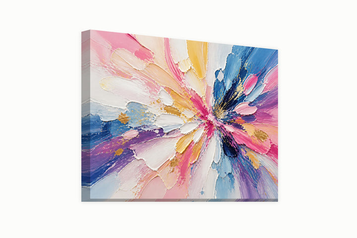 Pink, blue, white and yellow splash – front view
