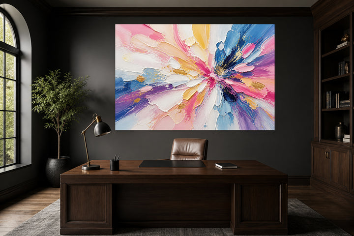 Pink, blue, white and yellow splash – interior view 1