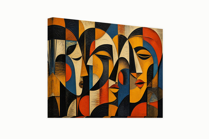Colored geometric faces – front view