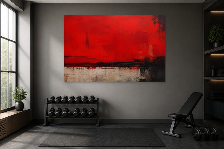 Red abstract painting – interior view 1
