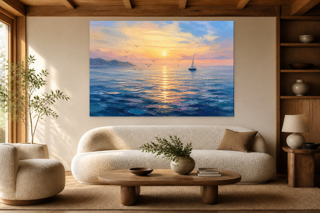 Dawn, sail and seagulls – interior view 1