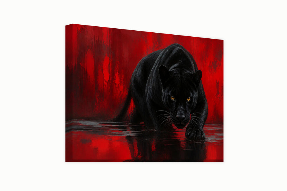 Crouching black panter – front view