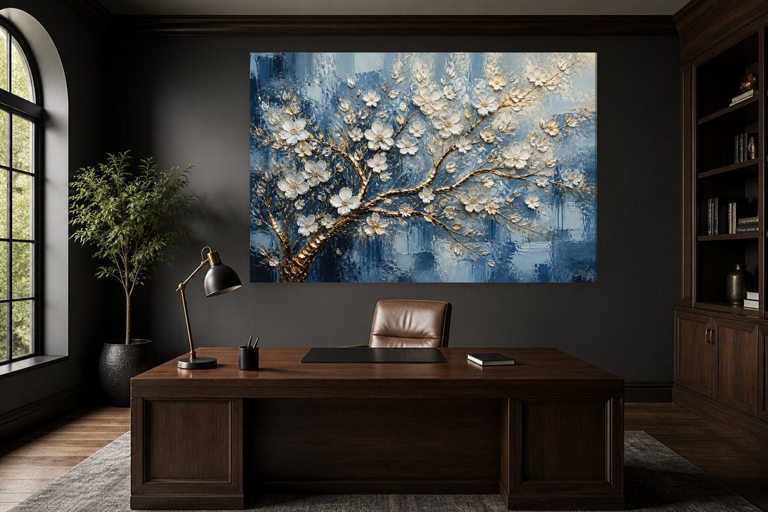 White and blue in bloom – interior view 1