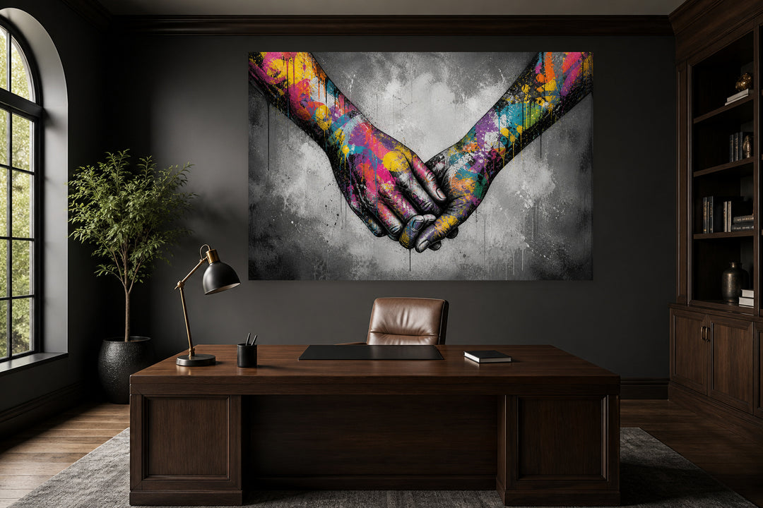 Hand in hand - Banksy graffiti – interior view 1