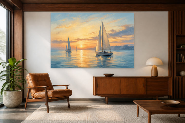 Sail boats at sunset – interior view 2