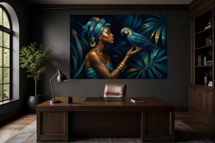 The woman and the parrot – interior view 1