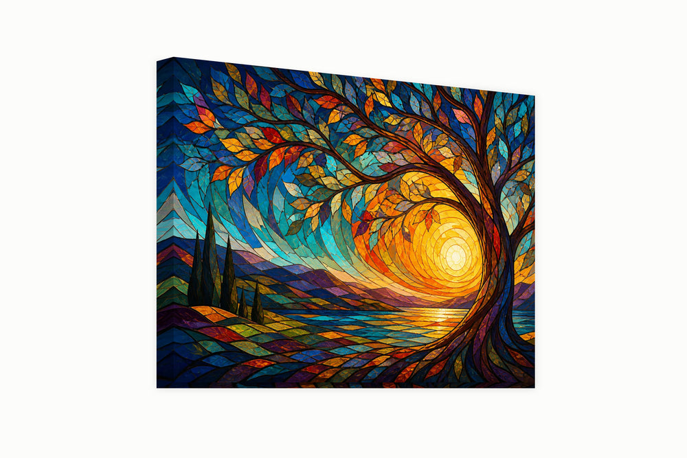 Colorful mosaic style tree – front view