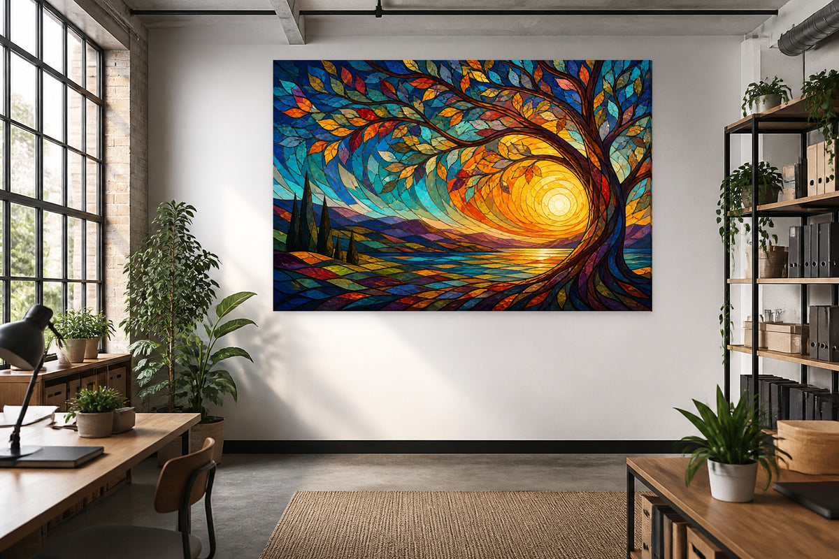 Colorful mosaic style tree