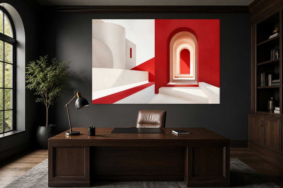 White and modern red – interior view 1