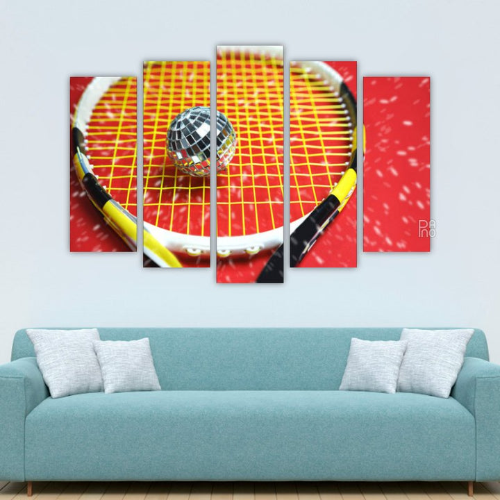 Disco Ball on a Tennis Racket