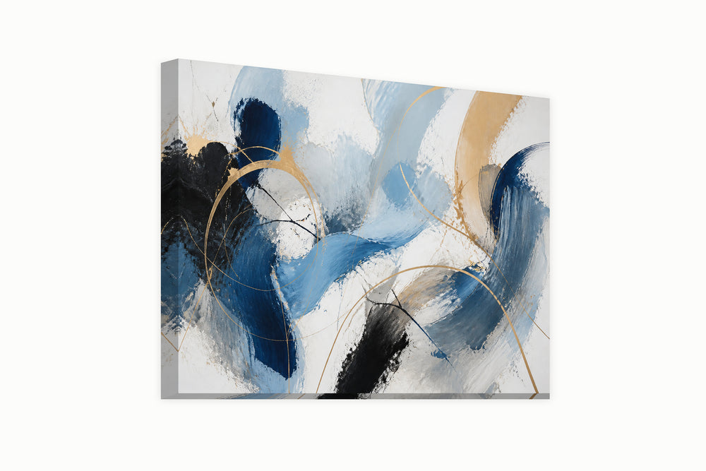 Symphony of blue brush strokes - 3 pieces set – front view