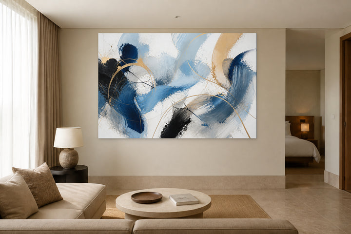 Symphony of blue brush strokes - 3 pieces set – interior view 2