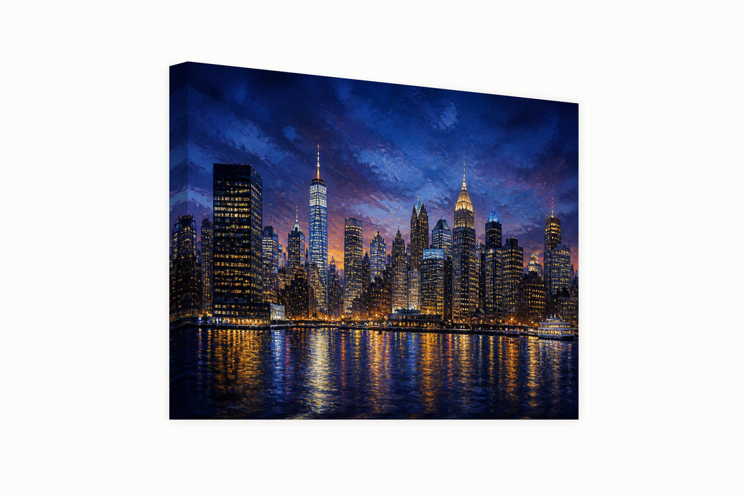 New York skyline at night – front view