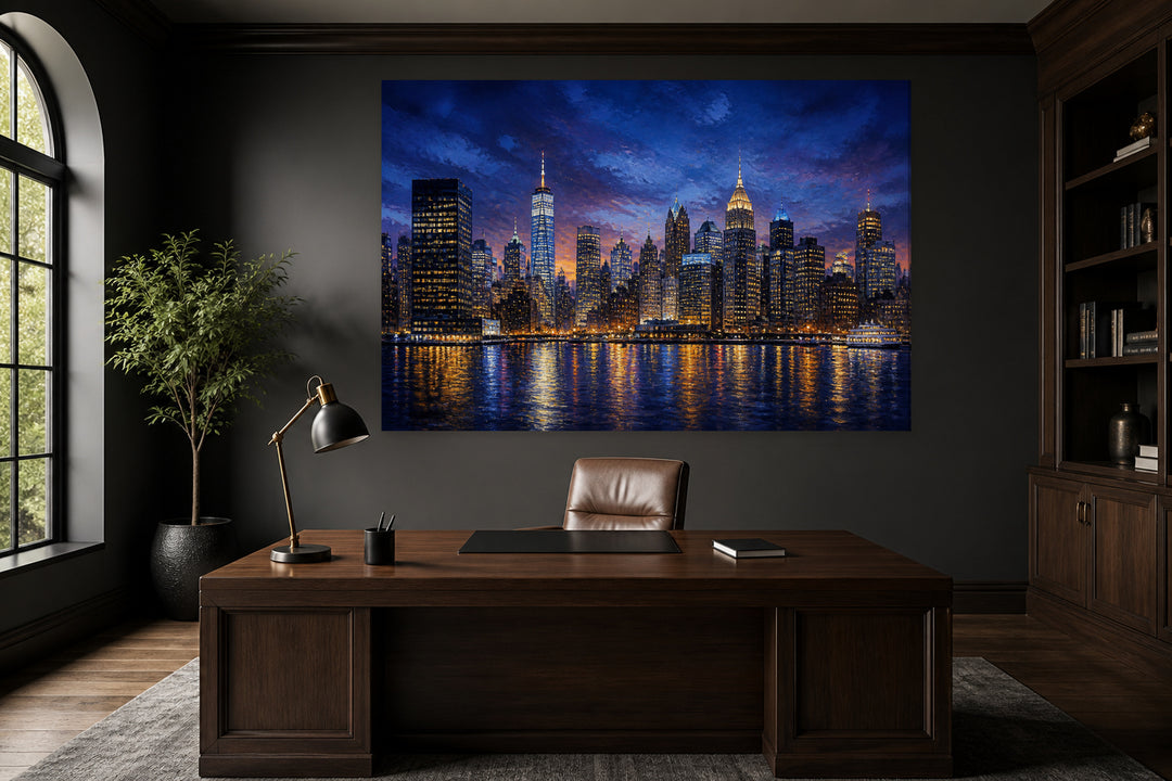 New York skyline at night – interior view 1