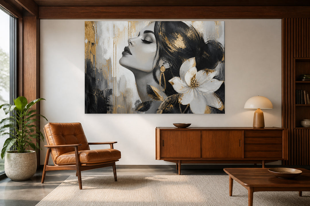 White and black floral woman – interior view 2