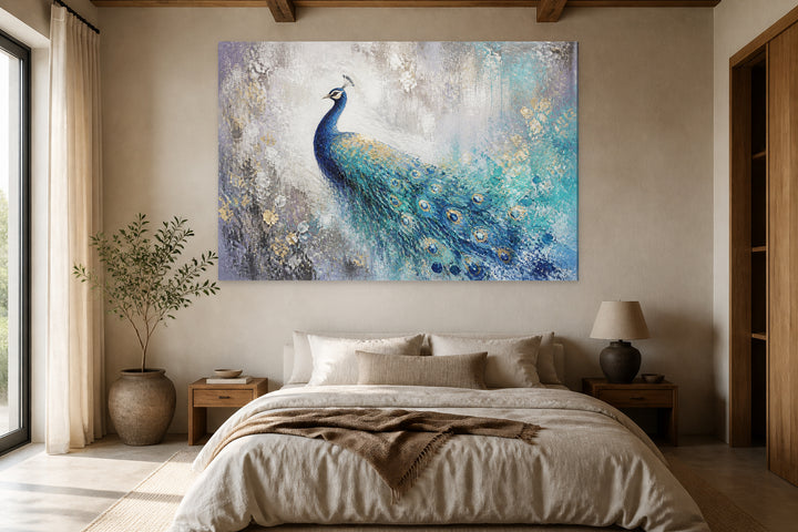 Peacock on canvas – interior view 1