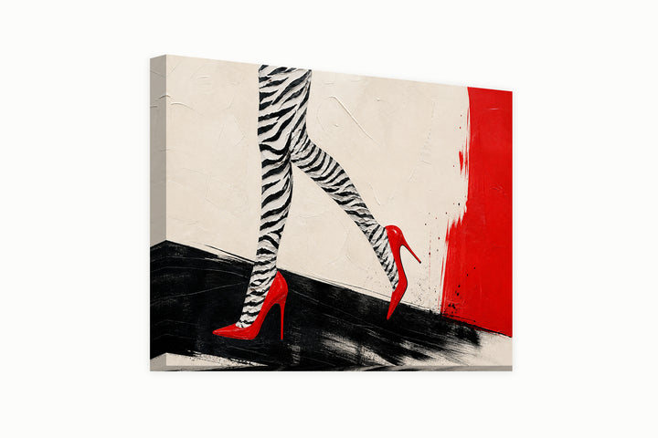 Red heel zebra tights – front view