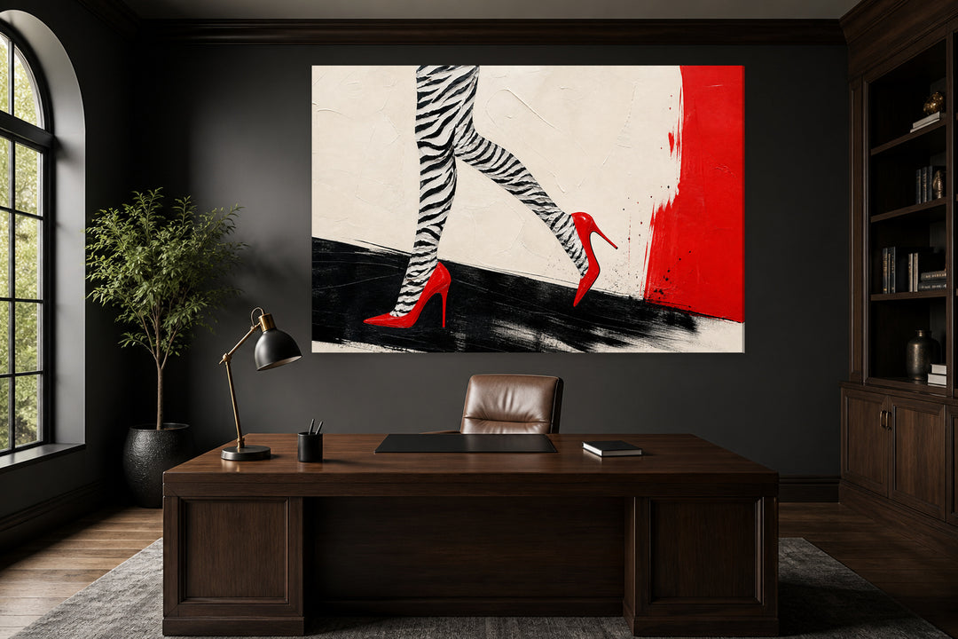 Red heel zebra tights – interior view 1