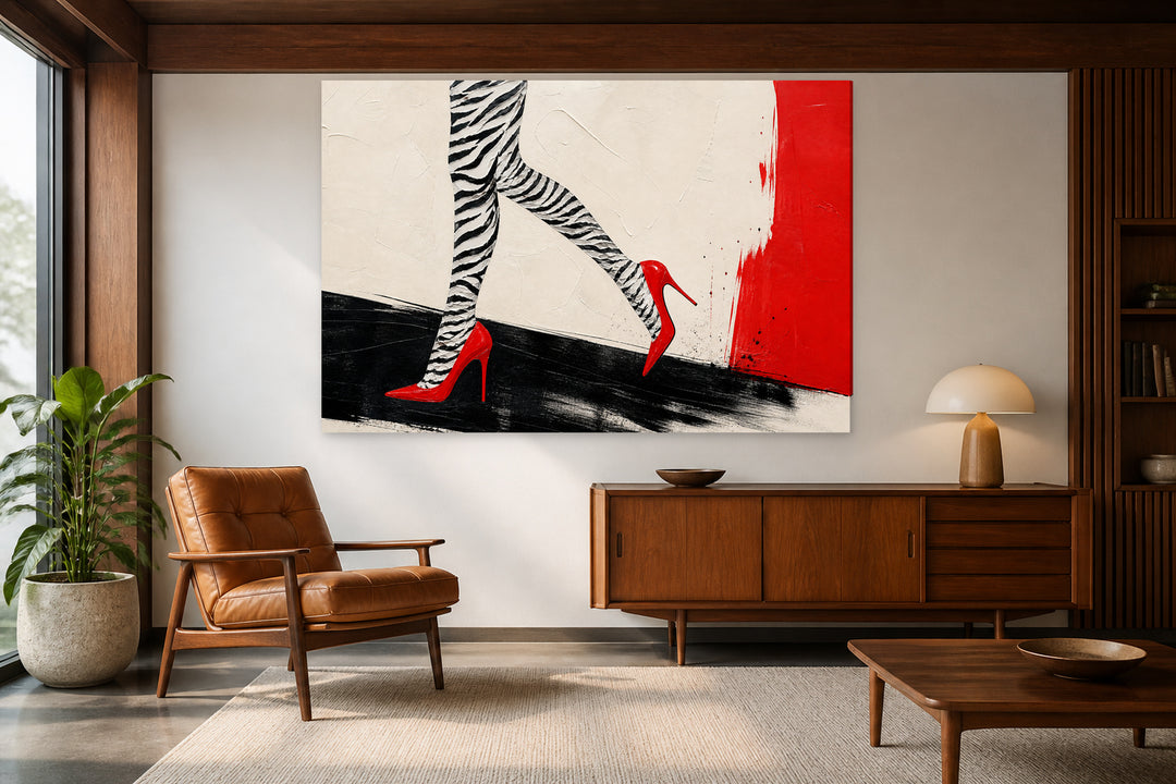 Red heel zebra tights – interior view 2