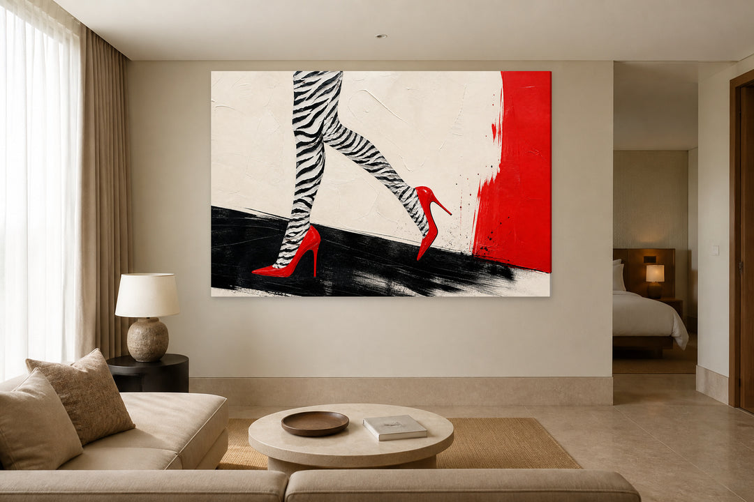 Red heel zebra tights – interior view 3