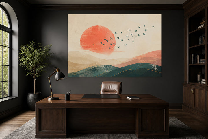 Sole rosso e volo d'uccelli – interior view 1