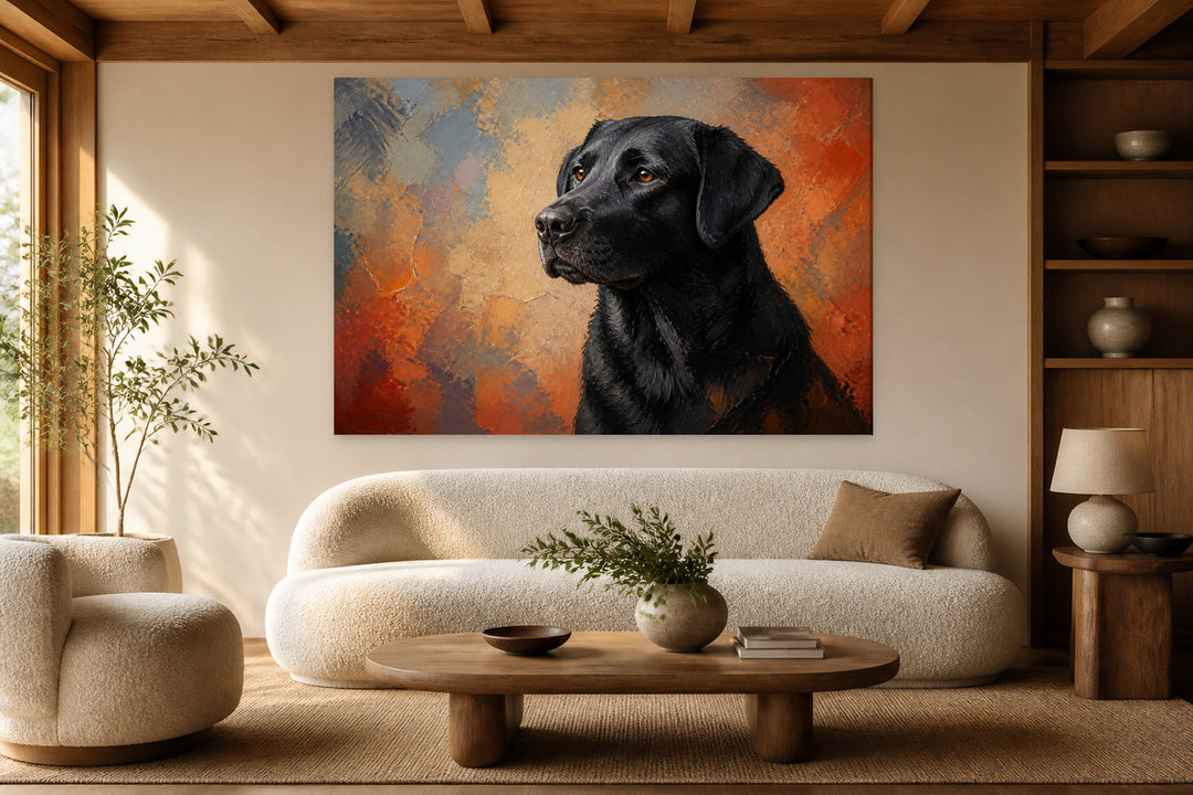 Portrait black labrador – interior view 1