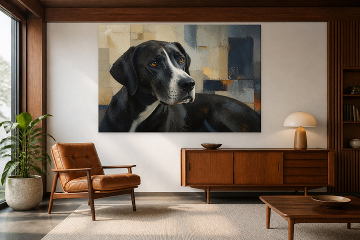 Black dog with white muzzle – interior view 2