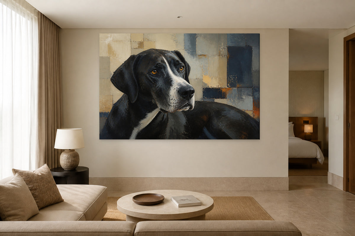 Black dog with white muzzle