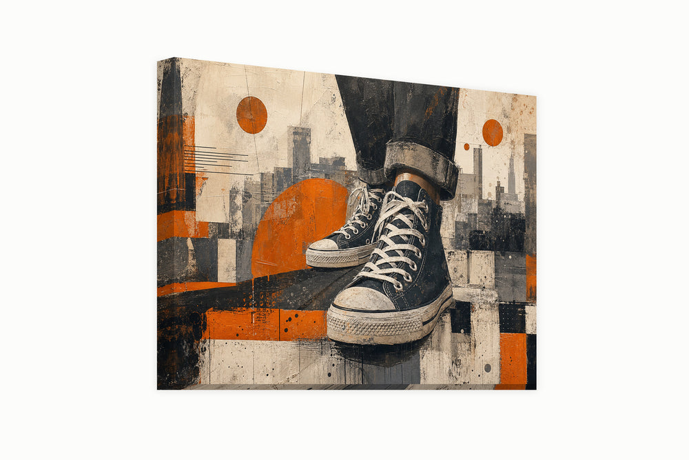 Converse on the feet – front view