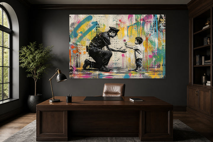 A Police Man to the Child - Banksy Street Graffiti Art – interior view 1