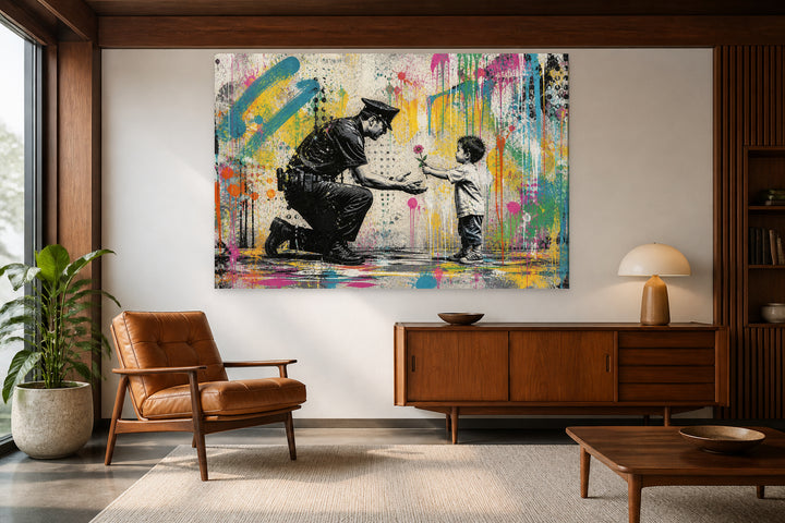 A Police Man to the Child - Banksy Street Graffiti Art – interior view 2