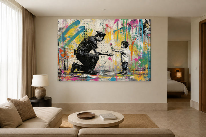 A Police Man to the Child - Banksy Street Graffiti Art – interior view 3