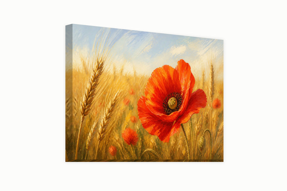 Poppy in wheat – front view