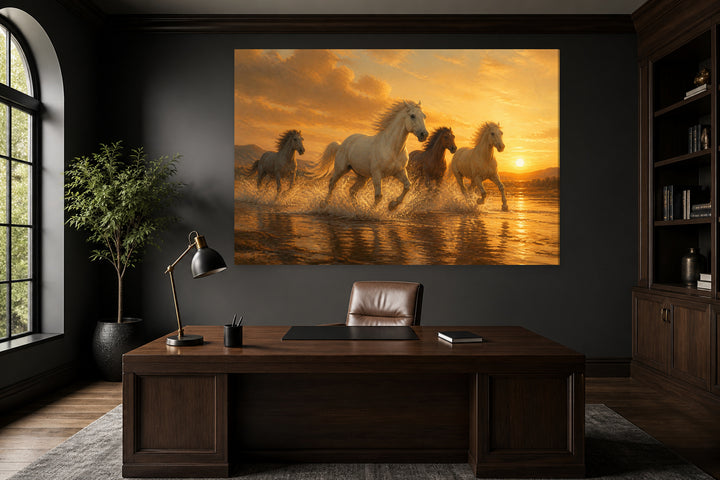 Horses at sunset – interior view 1