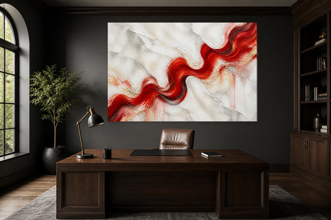 Abstract red line – interior view 1