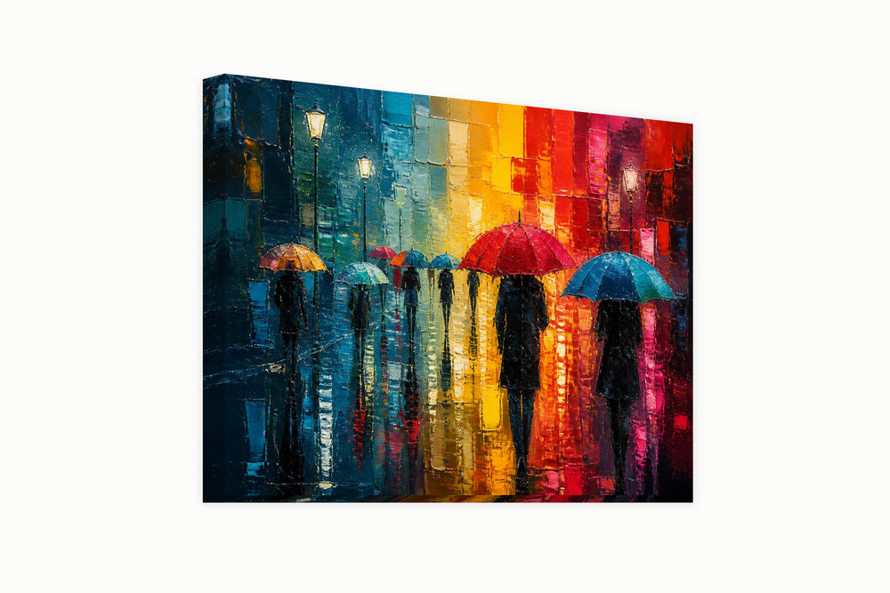 People with umbrellas – front view