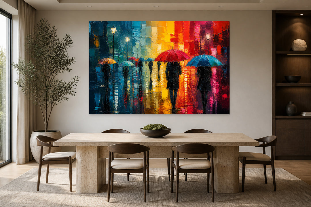 People with umbrellas – interior view 2